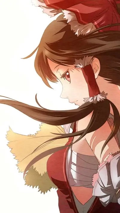 A girl with brown hair and a red kimono