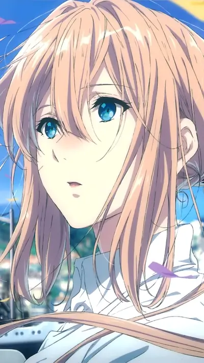 A girl with light brown hair looks into the distance