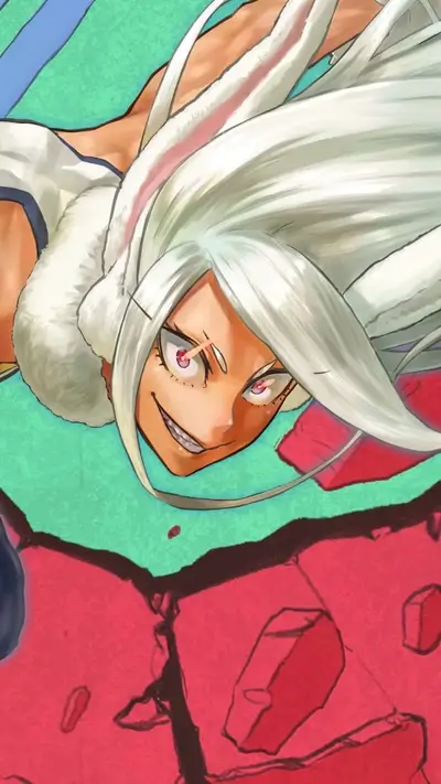 A girl with long white hair and bunny ears