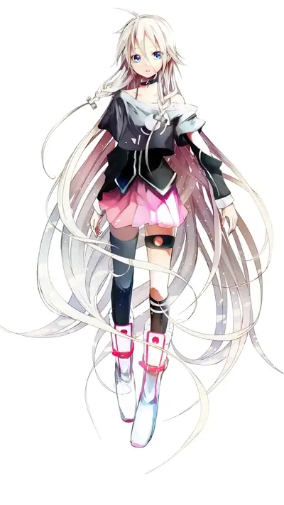 A girl with long white hair and pink clothing