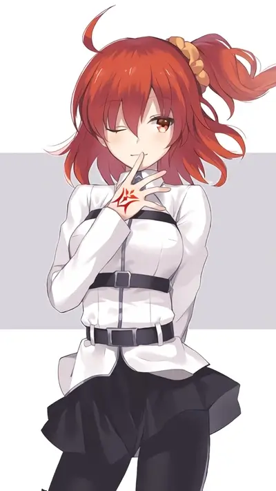 A girl with red hair and a white shirt