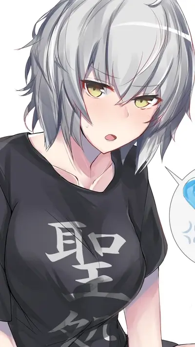 A girl with short silver hair looking displeased