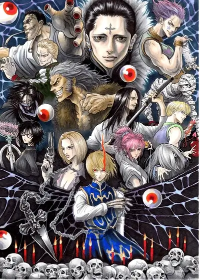 A group of characters in a dark setting