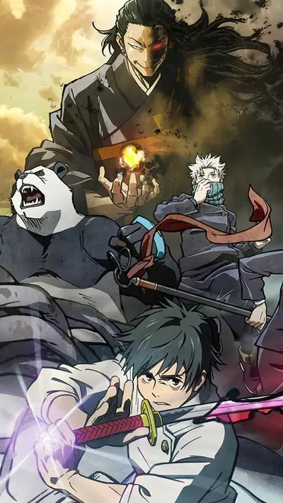 A group of characters wielding swords and magic