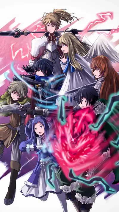 A group of fantasy characters in dynamic poses