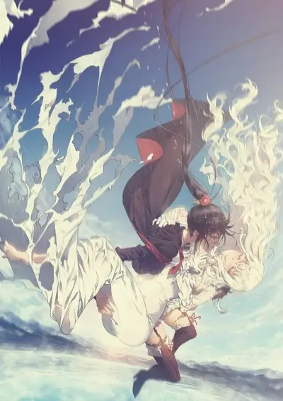 A kiss between two girls, falling in love, romantic moment, sky background