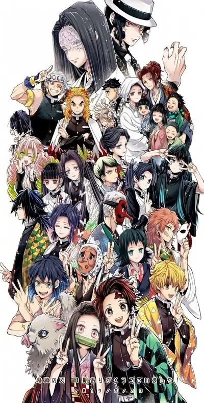 A large group of Demon Slayer characters