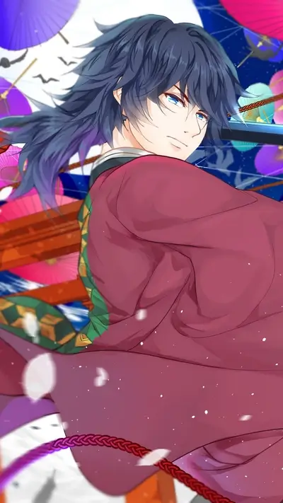 A male character in a red haori, wielding a sword