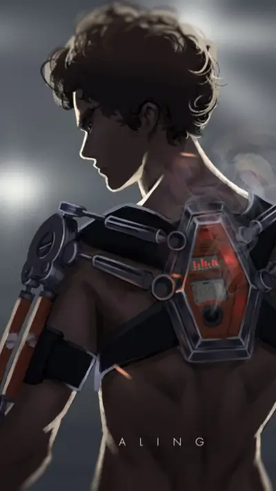 A man with a futuristic backpack