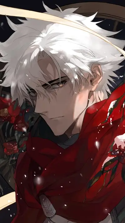 A man with white hair wearing a red cloak