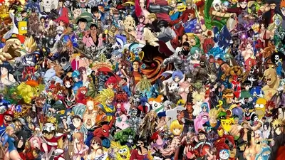 A massive collage of popular characters from various video games and cartoons