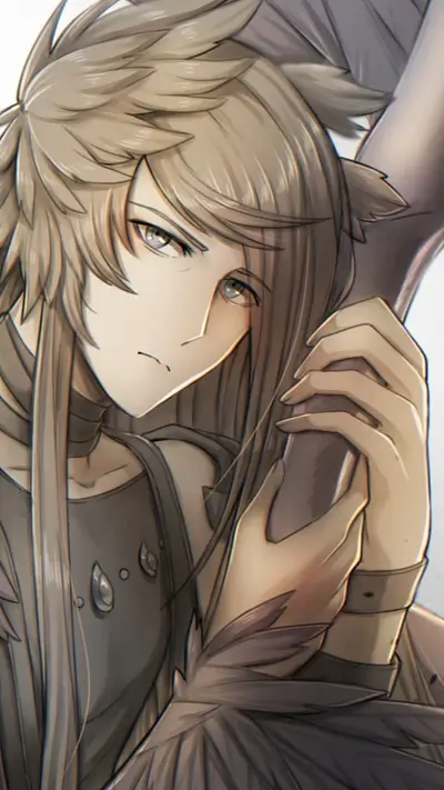 A person with long hair holding a staff