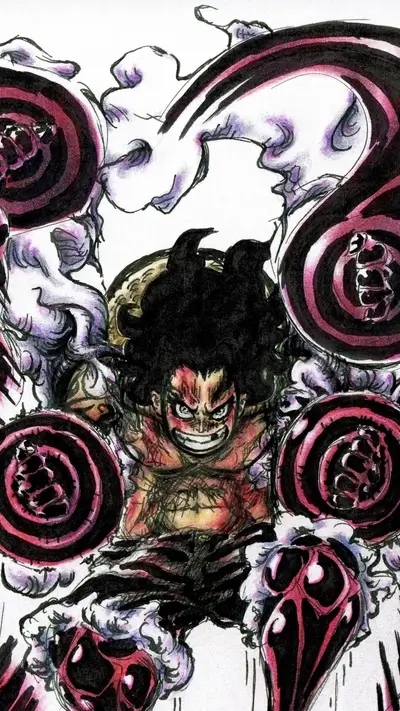 A powerful character with swirling dark red energy