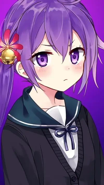 A purple-haired girl in a sailor uniform