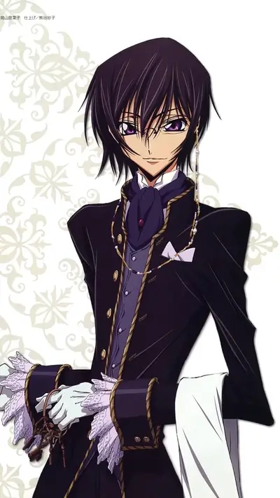 A stylish anime character in a dark suit