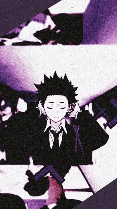 A stylish character in a suit, purple filter applied