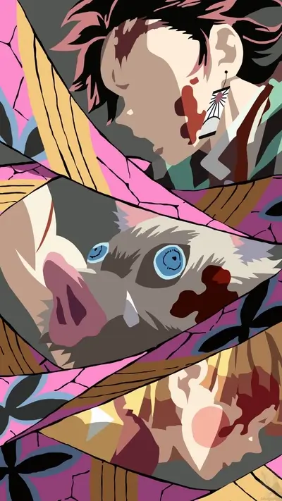 A stylized depiction of characters