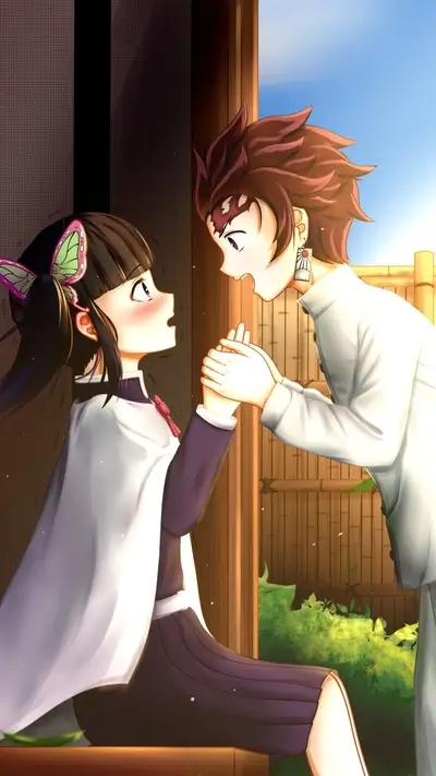A sweet moment between two characters
