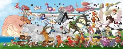 A vibrant collage of Studio Ghibli characters