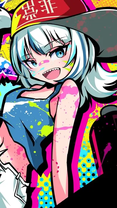 A vibrant graffiti-style illustration of a girl