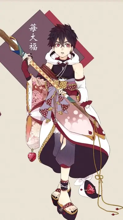 A young person in Japanese clothing wielding a staff