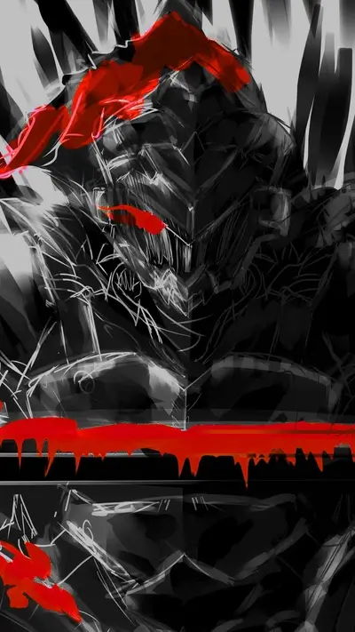 Abstract art of a warrior in dark armor