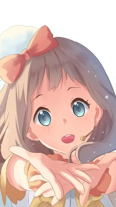 Adorable anime girl offering her hands in invitation