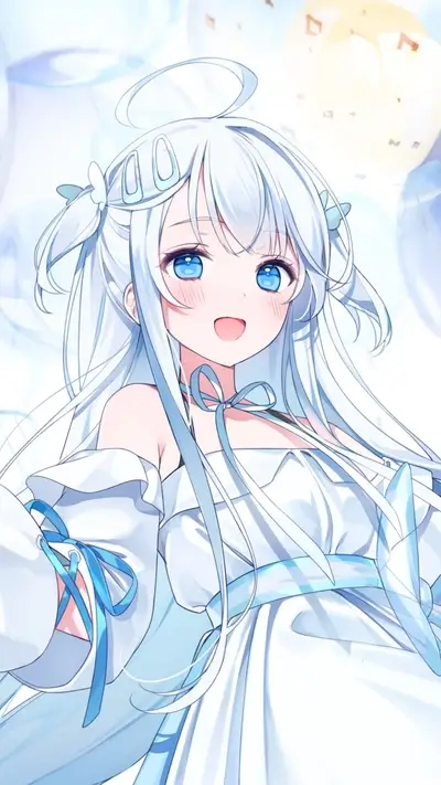 Adorable girl in a white dress