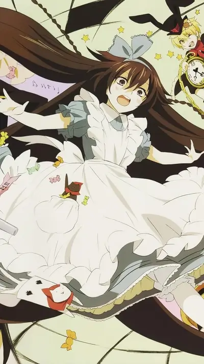 Alice in Wonderland-esque girl in a white dress