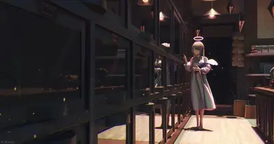 Angel girl in a dark shop