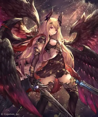 Angel warrior with dark wings and a sword