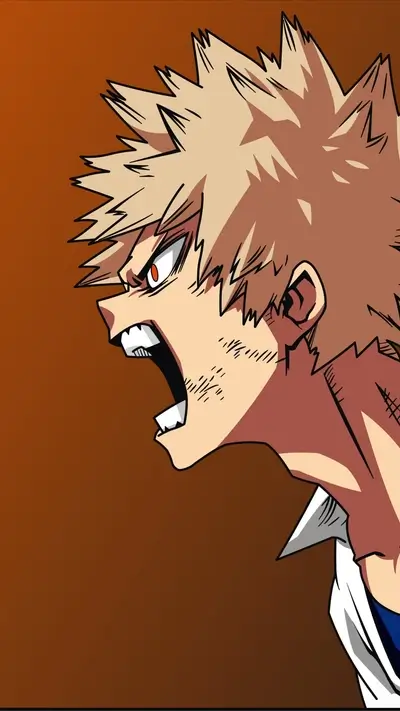 Angry male character, sharp features, spiky hair