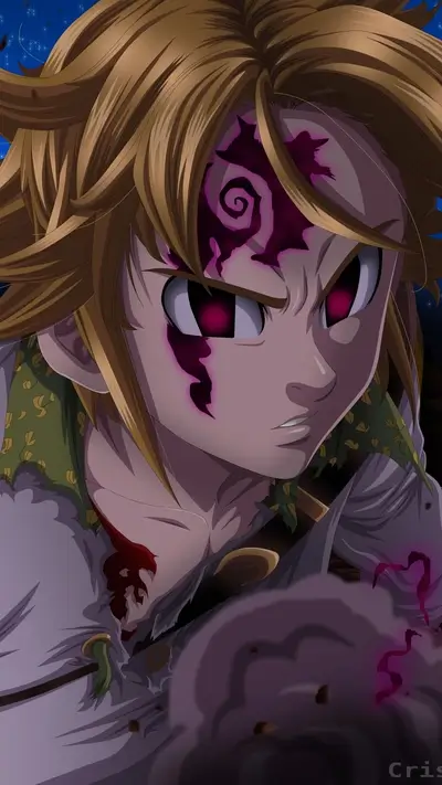 Angry young boy with dark purple markings