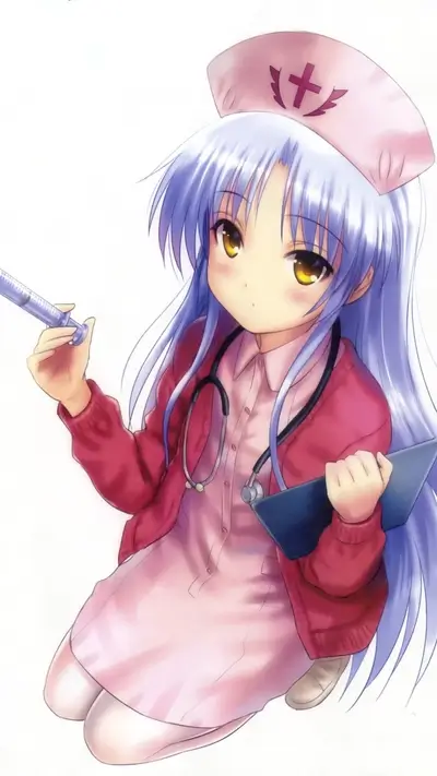 Animated nurse ready to give a shot, holding syringe and clipboard
