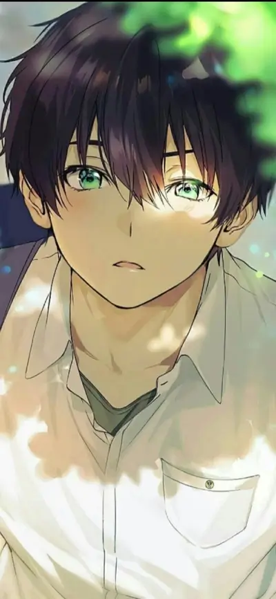 Anime boy with green eyes