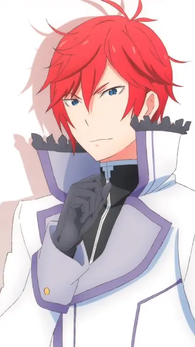 Anime boy with red hair in a white coat