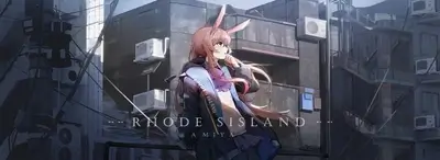 Anime bunny girl with pink hair on urban city background