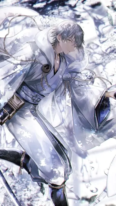 Anime character in flowing white clothing