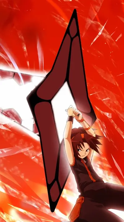 Anime character readying powerful attack with fiery background
