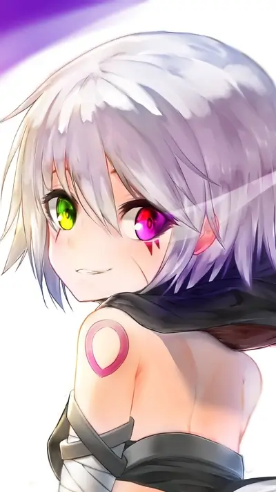 Anime character with heterochromia eyes, intriguing gaze