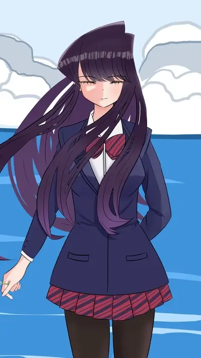 Anime girl by the sea