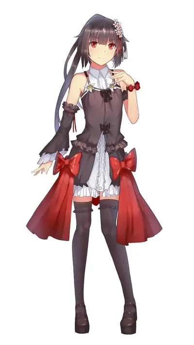 Anime girl dressed in gothic lolita style, cute expression