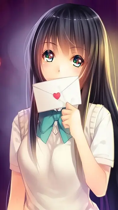 Anime girl holding a love letter