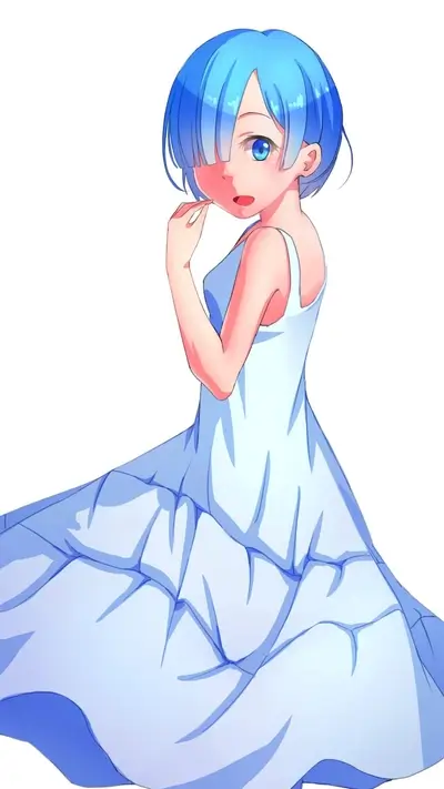 Anime girl in a light blue dress