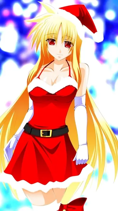 Anime girl in a Santa dress