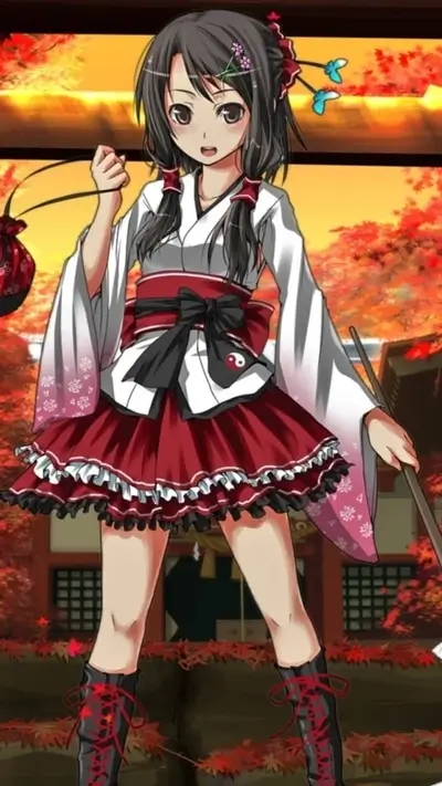 Anime girl in autumn setting