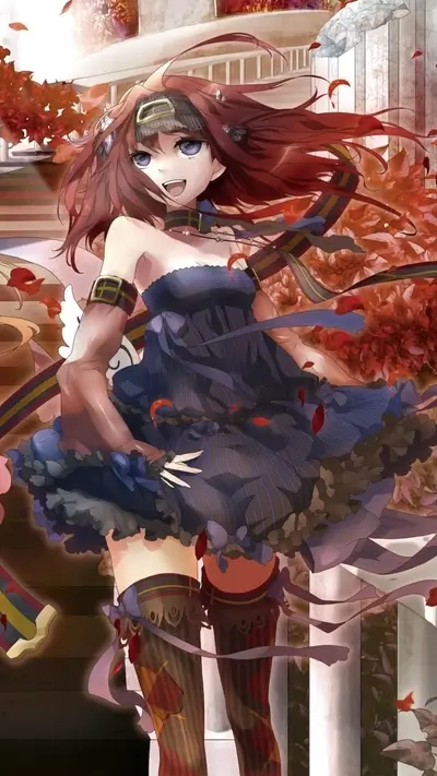 Anime girl in autumnal setting