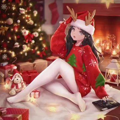 Anime girl in Christmas sweater