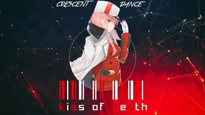 Anime girl in futuristic outfit, red and white color scheme,  network background