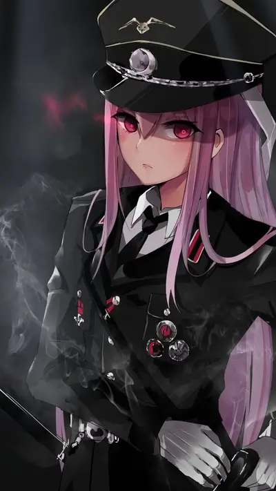 Anime girl in military uniform